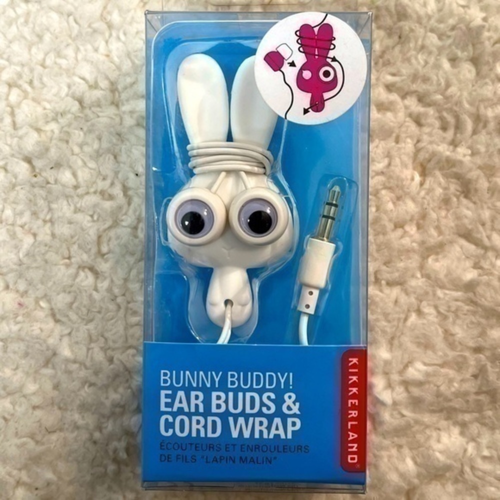 Kikkerland "Bunny Buddy" Ear Buds & Cord Wrap